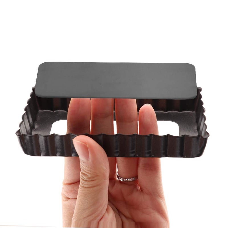 Cyimi Mini Tart Pan Set of 6 Rectangular Non-Stick 4 Inch Quiche Pan Loose Removable Bottom Tart Pan for Pies, Quiche Bakeware, Cheese Cakes, Desserts - Image 3